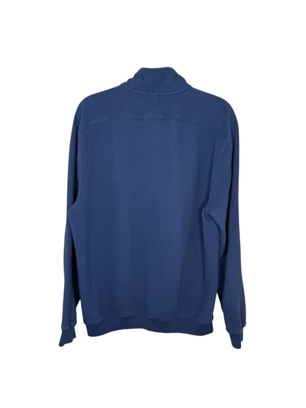 J. Crew Blue Brushed Waffle-Knit Half-Zip Pullover, L